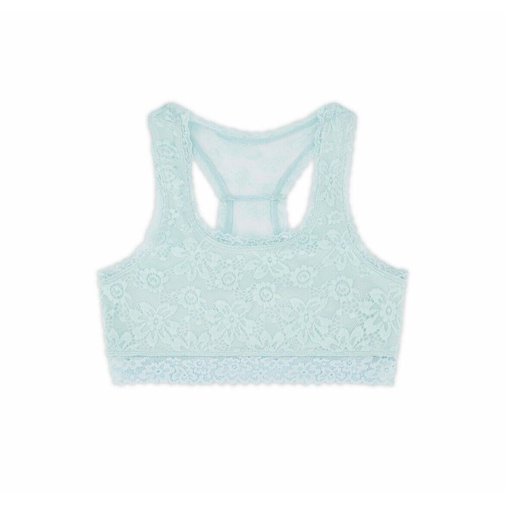 Justice Mint Green Aqua Full Coverage Racerback Floral Lace Bralette Size 30